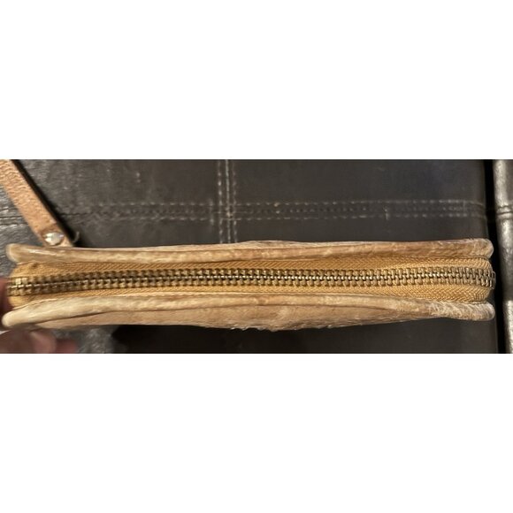 Brown Platania Genuine Leather Wristlet Wallet Studded Made In Italy Light Brown - Picture 3 of 8